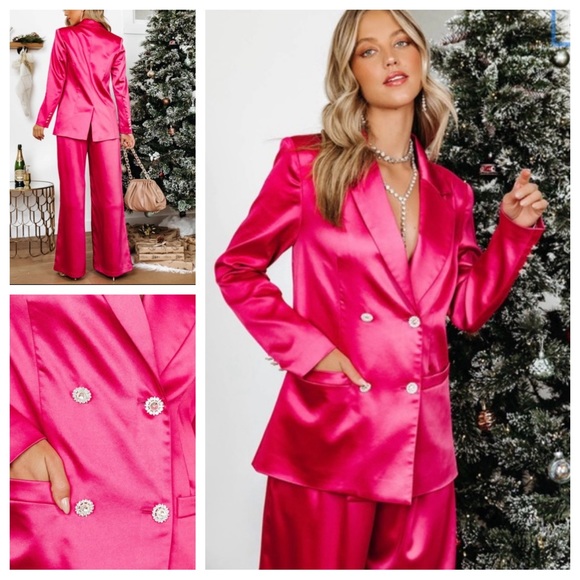 Vici Jackets & Blazers - NWT Sensational Queen Satin Embellished Pocketed Blaze Sz: XS